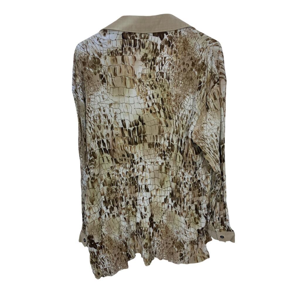 VTG Donna Toran Women’s Crinkle Button-Up Shirt Large | Rayon Giraffe Blouse - Picture 4 of 5